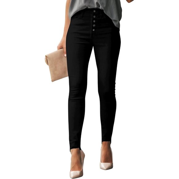 Women’s Ripped Skinny Jeans High Waist Stretch Denim Butt Lifting Light Blue - Picture 4 of 6